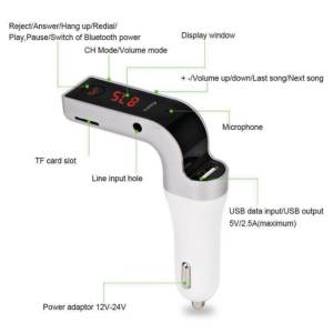 Fm transmiter bluetooth aux mp3 player auto punjac usb