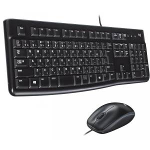 LOGITECH MK120 Hungarian wired keyboard and mouse set - black