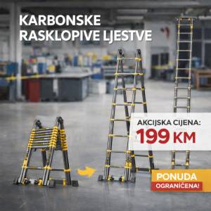 TELESKOPSKE MERDEVINE LJESTVE SKLOPIVE KARBONSKE ALU RASKLOPIVE