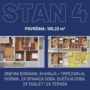 Stan sa tri spavaće i dva kupatila